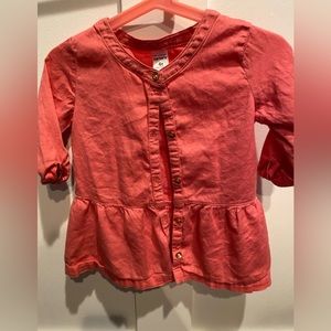 Girls carter 3/4 pink button up top